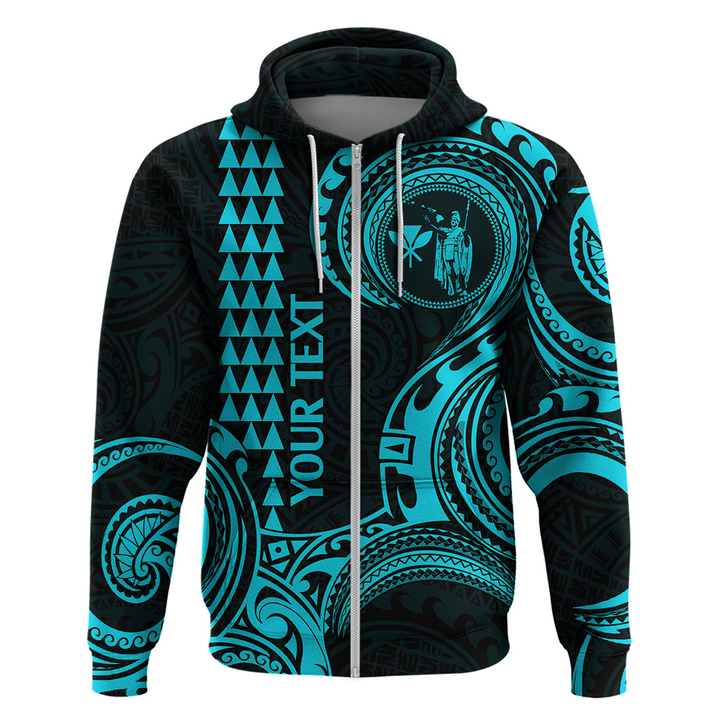 Custom Hawaii Hoodie Paradise of the Pacific Tribal Kakau for King Kamehameha Day - Aqua - Wonder Print Shop