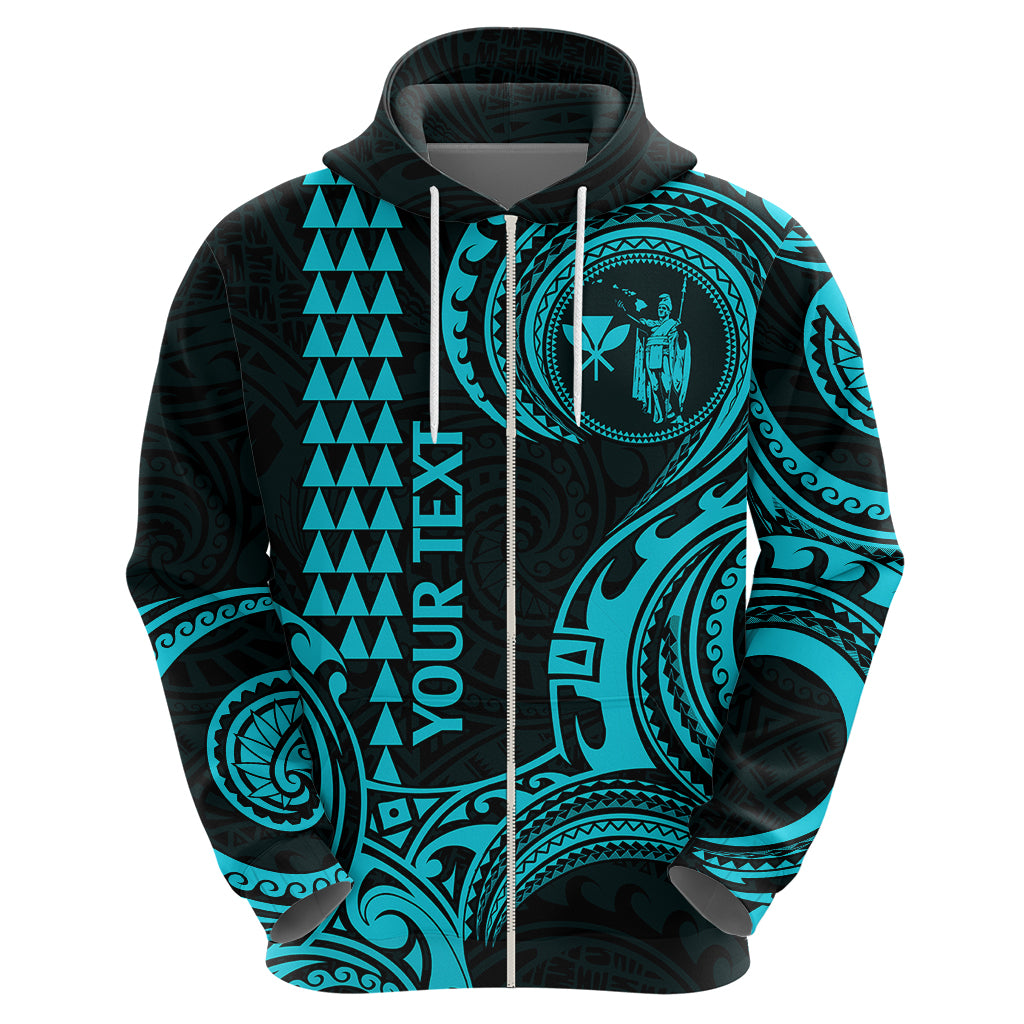 Custom Hawaii Hoodie Paradise of the Pacific Tribal Kakau for King Kamehameha Day - Aqua - Wonder Print Shop