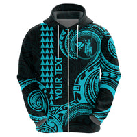 Custom Hawaii Hoodie Paradise of the Pacific Tribal Kakau for King Kamehameha Day - Aqua - Wonder Print Shop