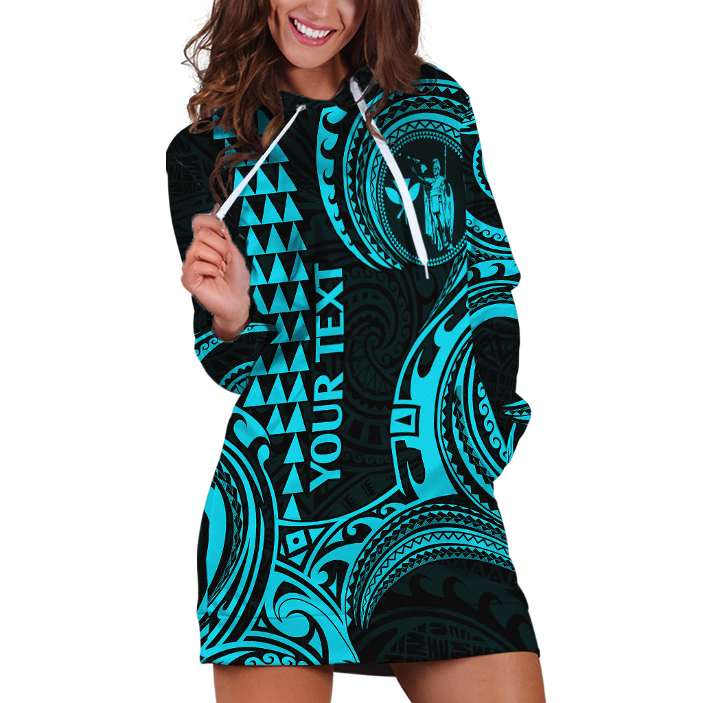 Custom Hawaii Hoodie Dress Paradise of the Pacific Tribal Kakau for King Kamehameha Day - Aqua - Wonder Print Shop