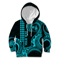 Custom Hawaii Kid Hoodie Paradise of the Pacific Tribal Kakau for King Kamehameha Day - Aqua - Wonder Print Shop