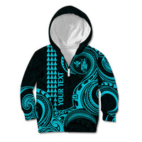 Custom Hawaii Kid Hoodie Paradise of the Pacific Tribal Kakau for King Kamehameha Day - Aqua - Wonder Print Shop