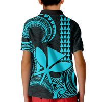 Custom Hawaii Kid Polo Shirt Paradise of the Pacific Tribal Kakau for King Kamehameha Day - Aqua - Wonder Print Shop