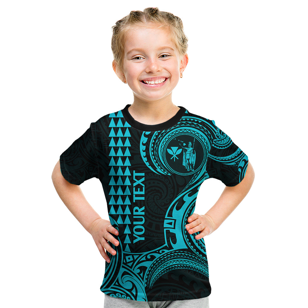 Custom Hawaii Kid T Shirt Paradise of the Pacific Tribal Kakau for King Kamehameha Day - Aqua - Wonder Print Shop