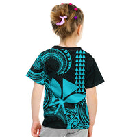 Custom Hawaii Kid T Shirt Paradise of the Pacific Tribal Kakau for King Kamehameha Day - Aqua - Wonder Print Shop