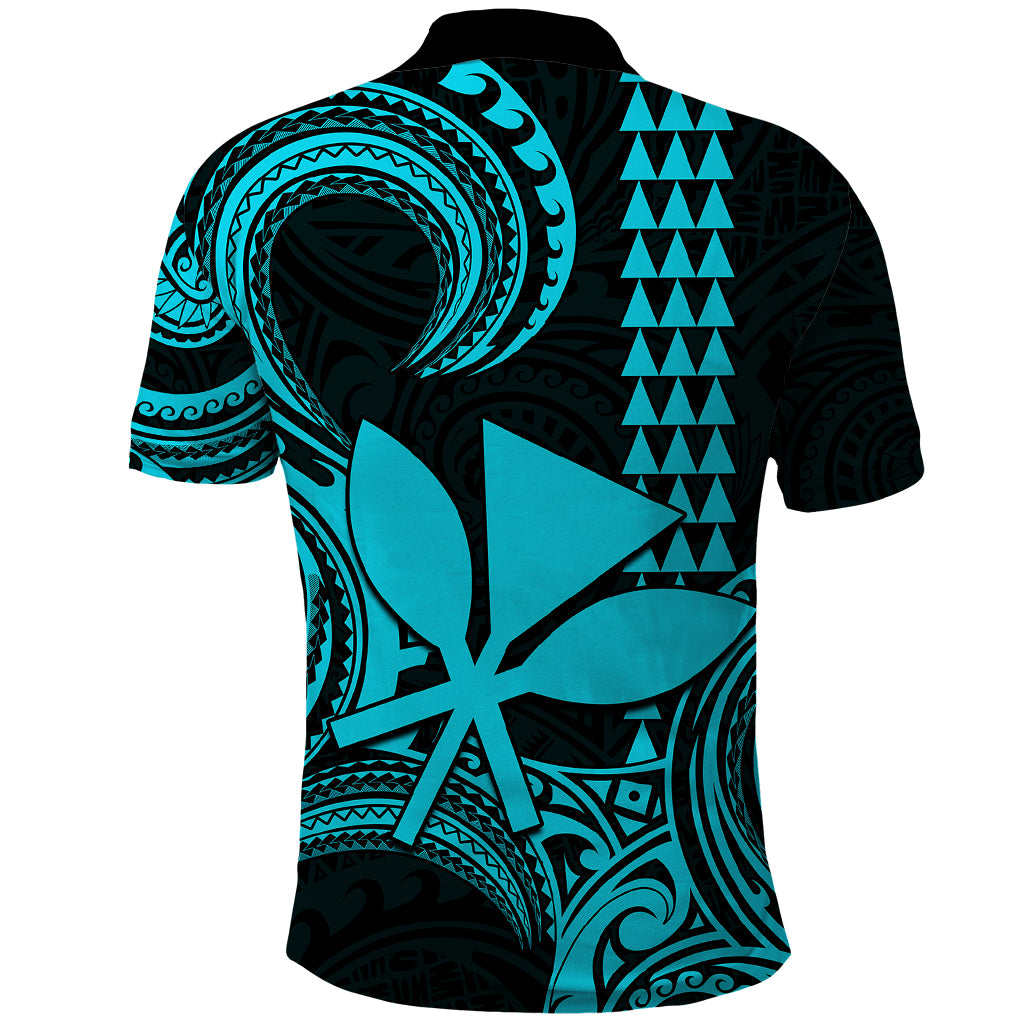 Custom Hawaii Polo Shirt Paradise of the Pacific Tribal Kakau for King Kamehameha Day - Aqua - Wonder Print Shop