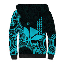 Custom Hawaii Sherpa Hoodie Paradise of the Pacific Tribal Kakau for King Kamehameha Day - Aqua - Wonder Print Shop