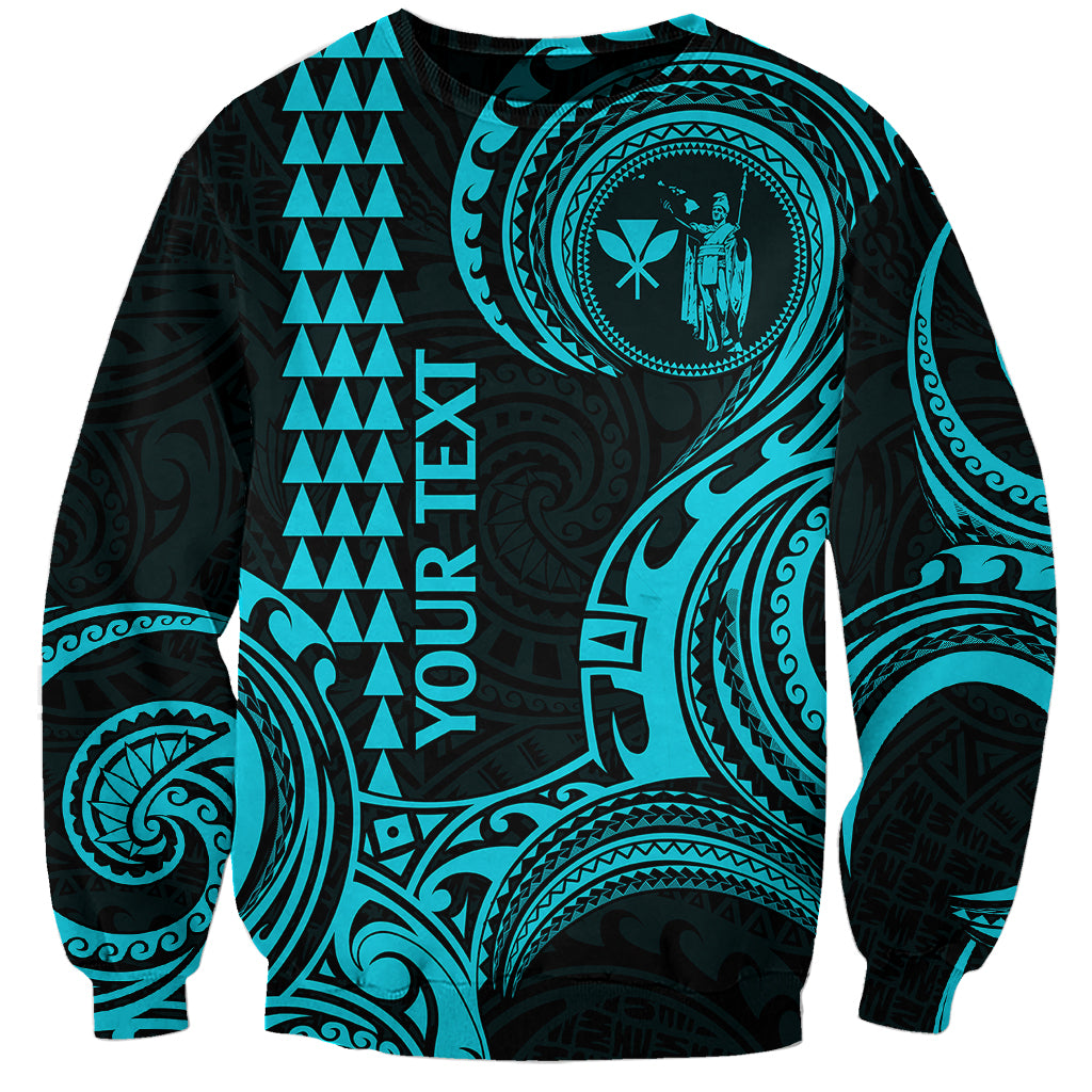 Custom Hawaii Sweatshirt Paradise of the Pacific Tribal Kakau for King Kamehameha Day - Aqua - Wonder Print Shop