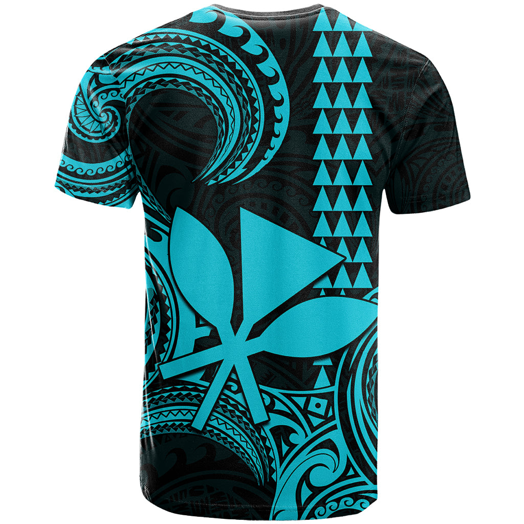 Custom Hawaii T Shirt Paradise of the Pacific Tribal Kakau for King Kamehameha Day - Aqua - Wonder Print Shop
