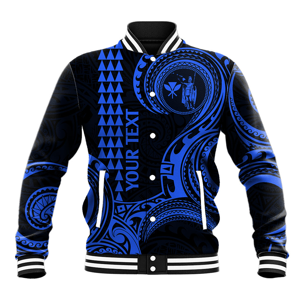 Custom Hawaii Baseball Jacket Paradise of the Pacific Tribal Kakau for King Kamehameha Day - Blue LT9 - Wonder Print Shop
