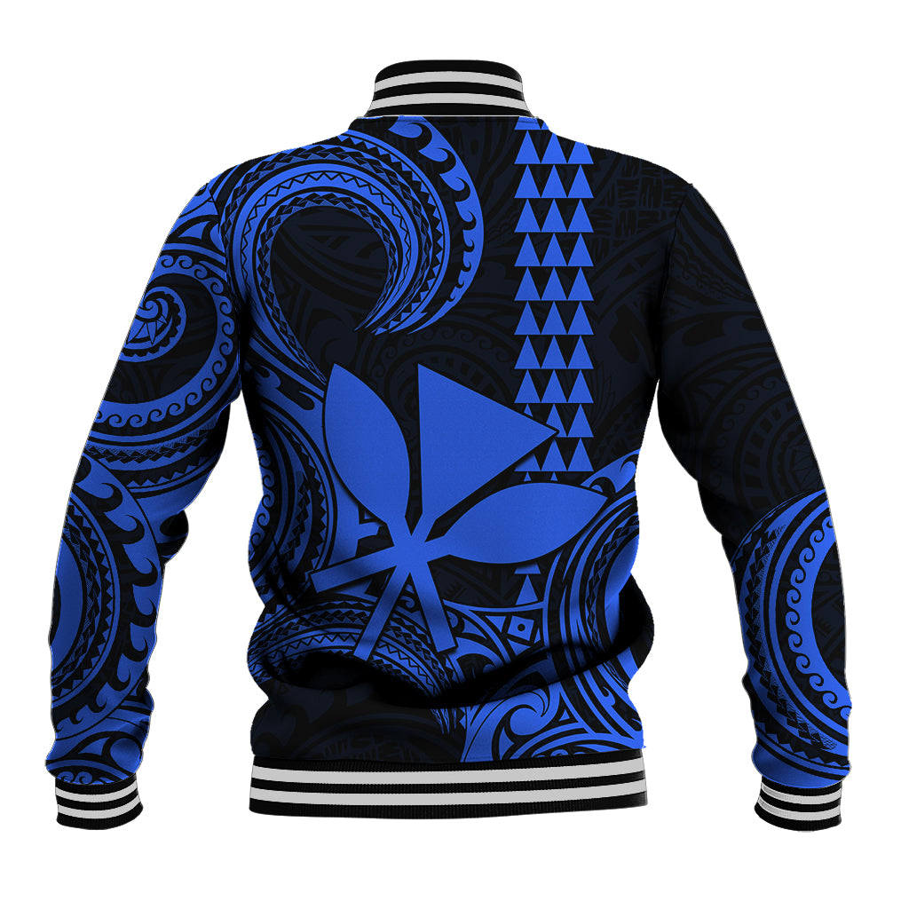 Custom Hawaii Baseball Jacket Paradise of the Pacific Tribal Kakau for King Kamehameha Day - Blue LT9 - Wonder Print Shop