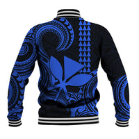 Custom Hawaii Baseball Jacket Paradise of the Pacific Tribal Kakau for King Kamehameha Day - Blue LT9 - Wonder Print Shop