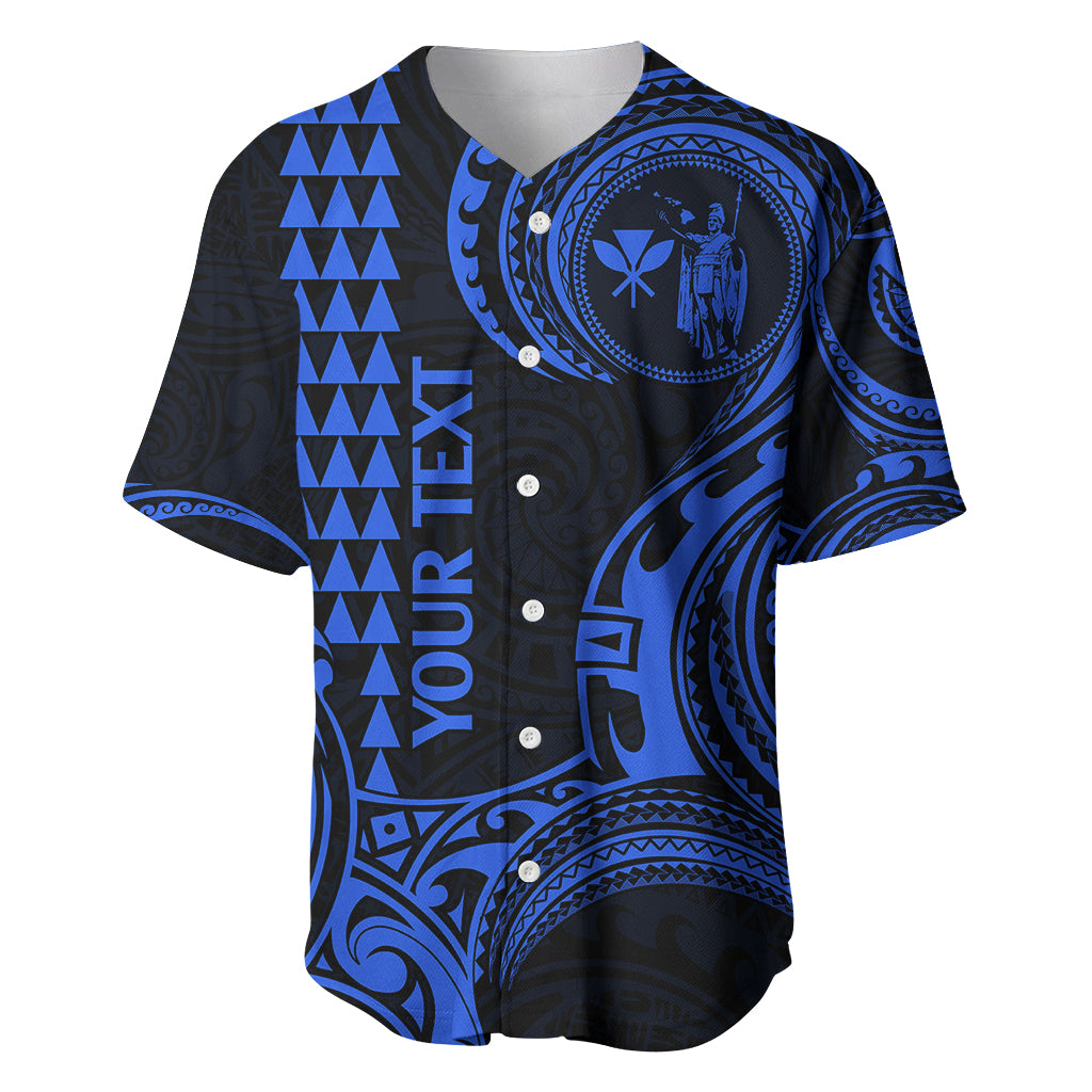 Custom Hawaii Baseball Jersey Paradise of the Pacific Tribal Kakau for King Kamehameha Day - Blue LT9 - Wonder Print Shop