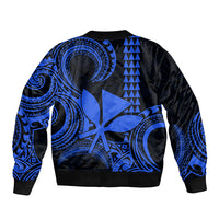 Custom Hawaii Bomber Jacket Paradise of the Pacific Tribal Kakau for King Kamehameha Day - Blue LT9 - Wonder Print Shop