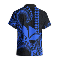 Custom Hawaii Hawaiian Shirt Paradise of the Pacific Tribal Kakau for King Kamehameha Day - Blue - Wonder Print Shop