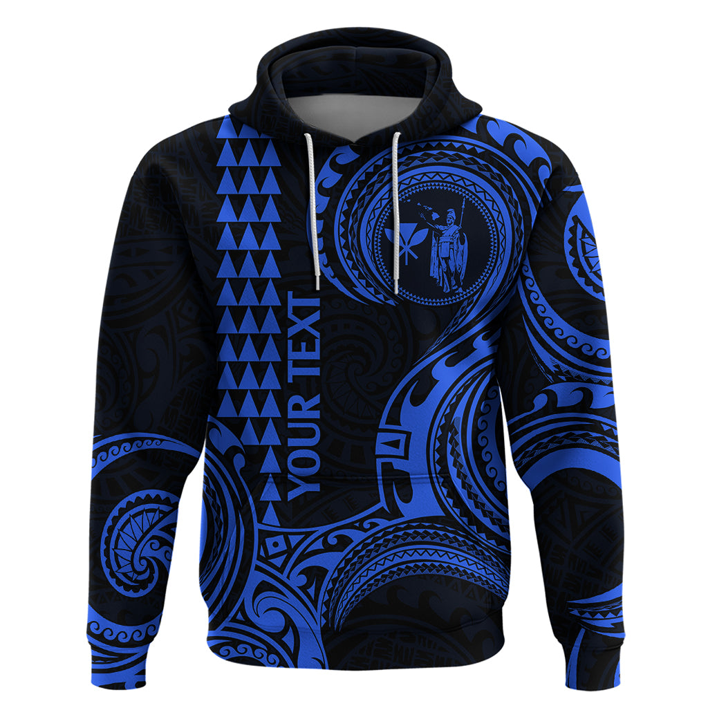 Custom Hawaii Hoodie Paradise of the Pacific Tribal Kakau for King Kamehameha Day - Blue - Wonder Print Shop