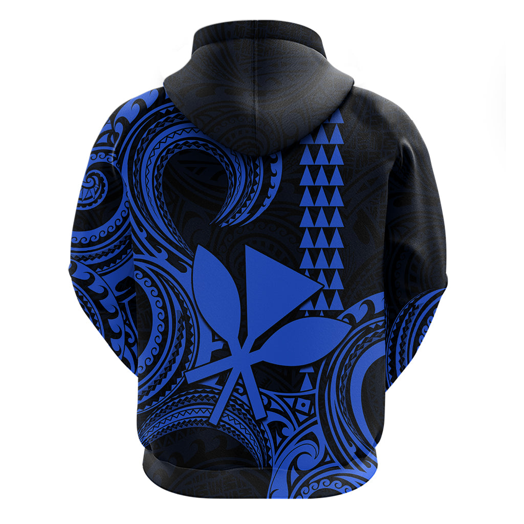 Custom Hawaii Hoodie Paradise of the Pacific Tribal Kakau for King Kamehameha Day - Blue - Wonder Print Shop