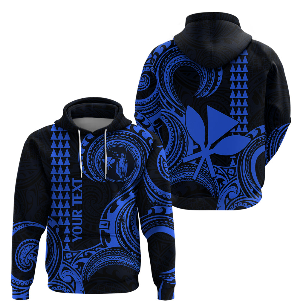 Custom Hawaii Hoodie Paradise of the Pacific Tribal Kakau for King Kamehameha Day - Blue - Wonder Print Shop
