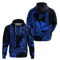 Custom Hawaii Hoodie Paradise of the Pacific Tribal Kakau for King Kamehameha Day - Blue - Wonder Print Shop