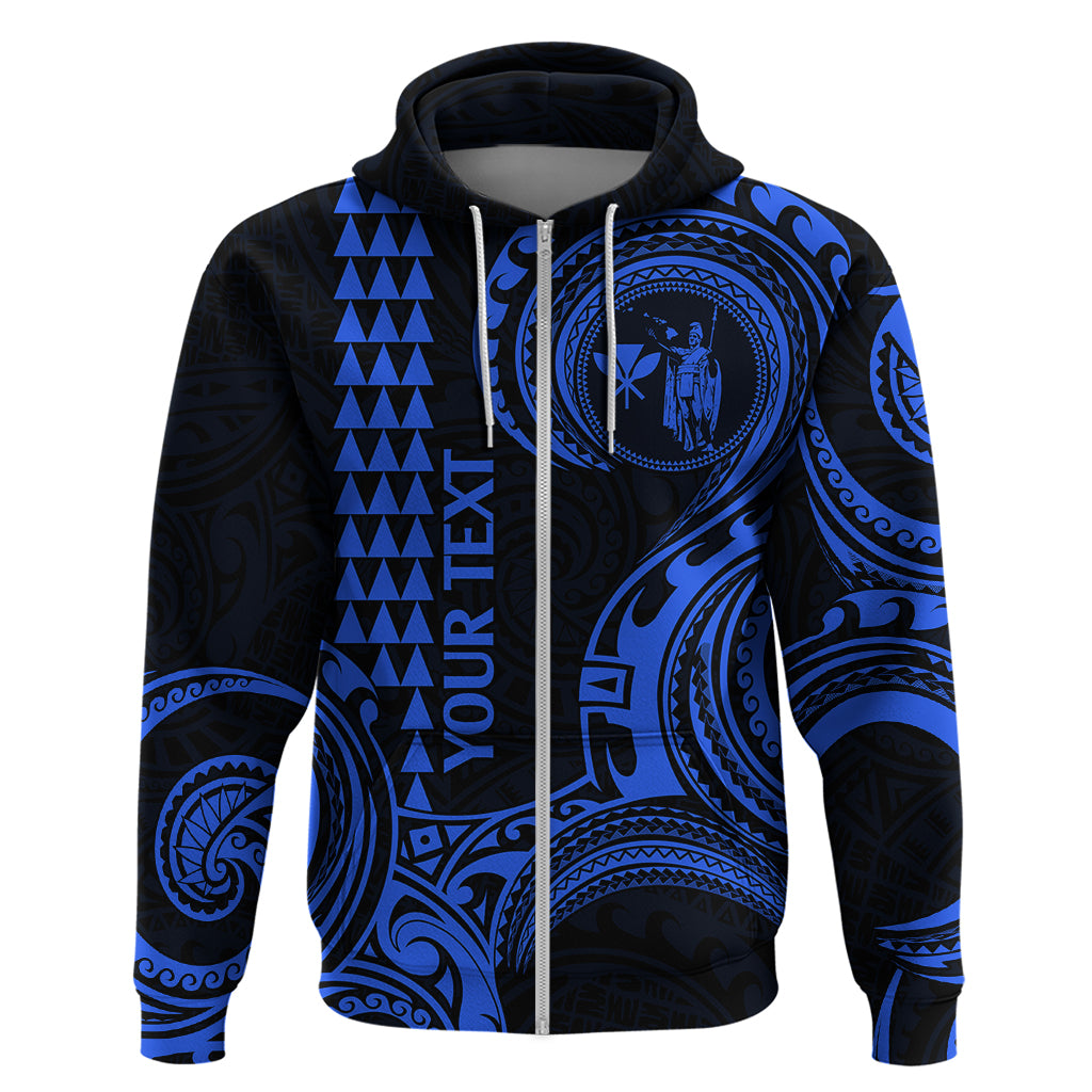 Custom Hawaii Hoodie Paradise of the Pacific Tribal Kakau for King Kamehameha Day - Blue - Wonder Print Shop