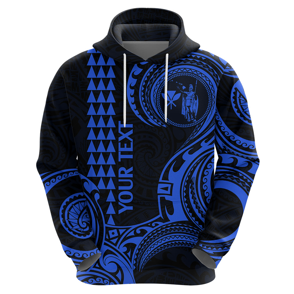 Custom Hawaii Hoodie Paradise of the Pacific Tribal Kakau for King Kamehameha Day - Blue - Wonder Print Shop