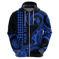 Custom Hawaii Hoodie Paradise of the Pacific Tribal Kakau for King Kamehameha Day - Blue - Wonder Print Shop