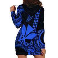 Custom Hawaii Hoodie Dress Paradise of the Pacific Tribal Kakau for King Kamehameha Day - Blue - Wonder Print Shop
