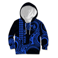Custom Hawaii Kid Hoodie Paradise of the Pacific Tribal Kakau for King Kamehameha Day - Blue - Wonder Print Shop
