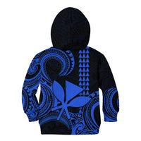 Custom Hawaii Kid Hoodie Paradise of the Pacific Tribal Kakau for King Kamehameha Day - Blue - Wonder Print Shop