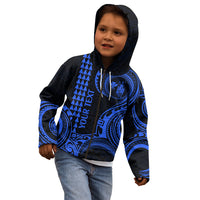 Custom Hawaii Kid Hoodie Paradise of the Pacific Tribal Kakau for King Kamehameha Day - Blue - Wonder Print Shop