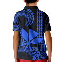 Custom Hawaii Kid Polo Shirt Paradise of the Pacific Tribal Kakau for King Kamehameha Day - Blue - Wonder Print Shop