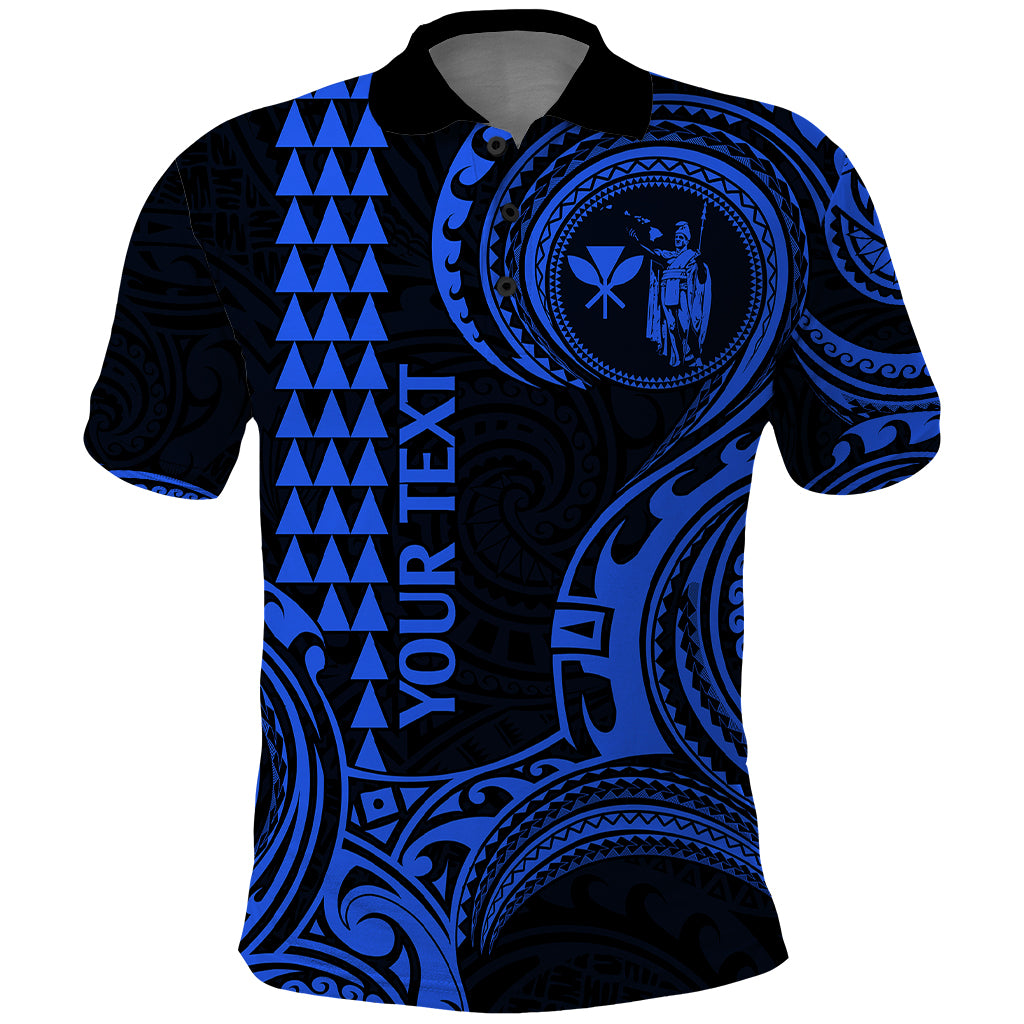 Custom Hawaii Polo Shirt Paradise of the Pacific Tribal Kakau for King Kamehameha Day - Blue - Wonder Print Shop
