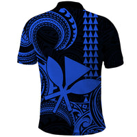 Custom Hawaii Polo Shirt Paradise of the Pacific Tribal Kakau for King Kamehameha Day - Blue - Wonder Print Shop