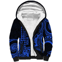 Custom Hawaii Sherpa Hoodie Paradise of the Pacific Tribal Kakau for King Kamehameha Day - Blue - Wonder Print Shop