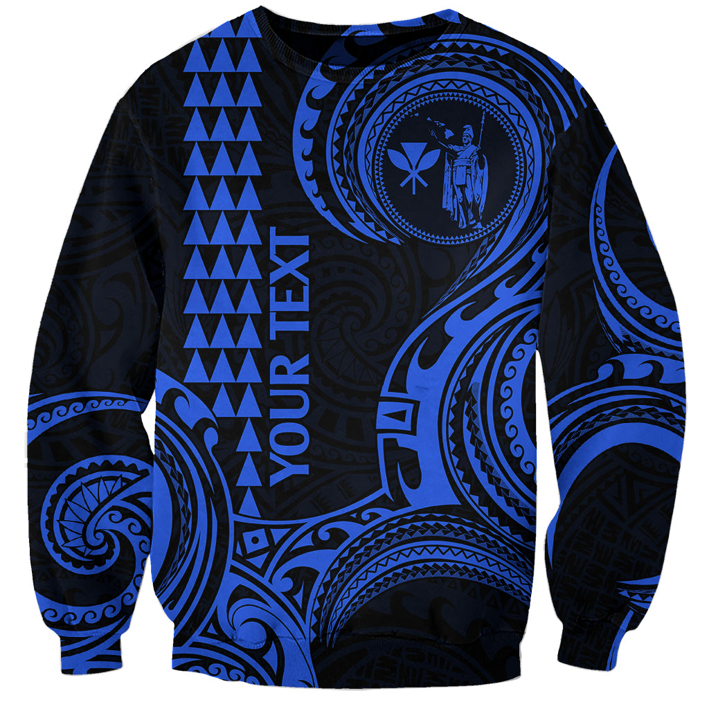 Custom Hawaii Sweatshirt Paradise of the Pacific Tribal Kakau for King Kamehameha Day - Blue - Wonder Print Shop