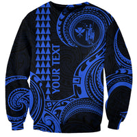 Custom Hawaii Sweatshirt Paradise of the Pacific Tribal Kakau for King Kamehameha Day - Blue - Wonder Print Shop