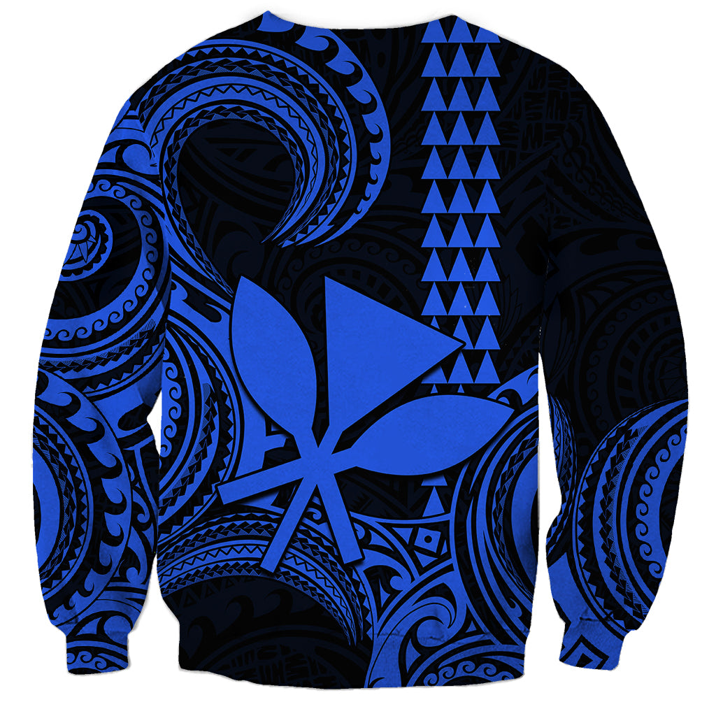 Custom Hawaii Sweatshirt Paradise of the Pacific Tribal Kakau for King Kamehameha Day - Blue - Wonder Print Shop