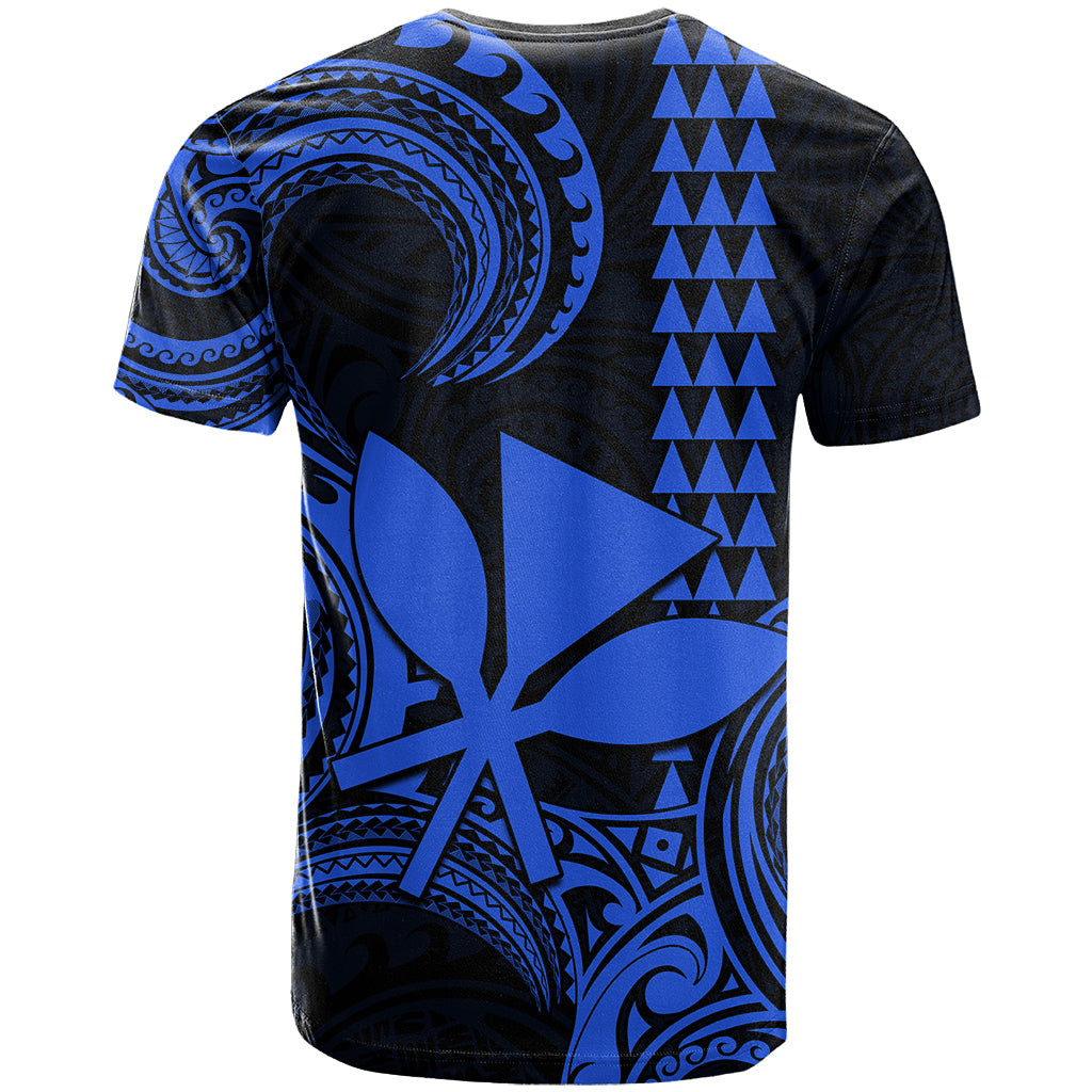 Custom Hawaii T Shirt Paradise of the Pacific Tribal Kakau for King Kamehameha Day - Blue - Wonder Print Shop