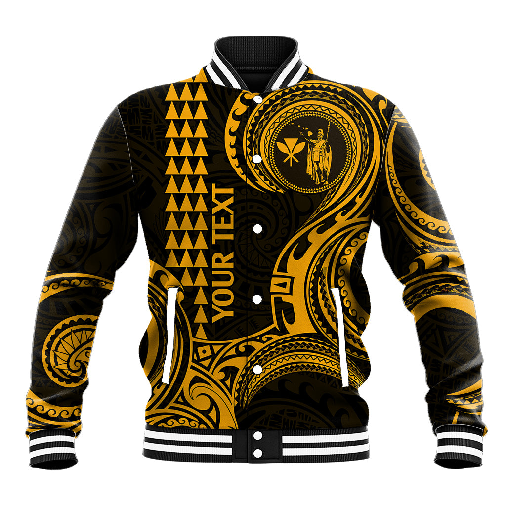 Custom Hawaii Baseball Jacket Paradise of the Pacific Tribal Kakau for King Kamehameha Day - Gold LT9 - Wonder Print Shop