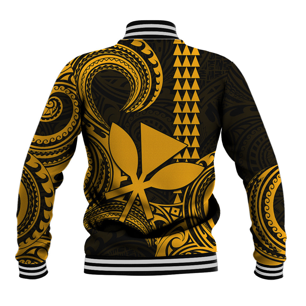 Custom Hawaii Baseball Jacket Paradise of the Pacific Tribal Kakau for King Kamehameha Day - Gold LT9 - Wonder Print Shop