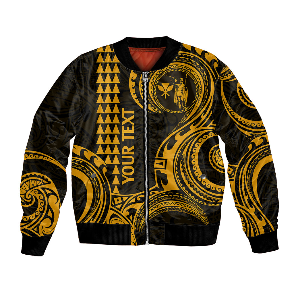 Custom Hawaii Bomber Jacket Paradise of the Pacific Tribal Kakau for King Kamehameha Day - Gold LT9 - Wonder Print Shop