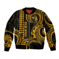 Custom Hawaii Bomber Jacket Paradise of the Pacific Tribal Kakau for King Kamehameha Day - Gold LT9 - Wonder Print Shop