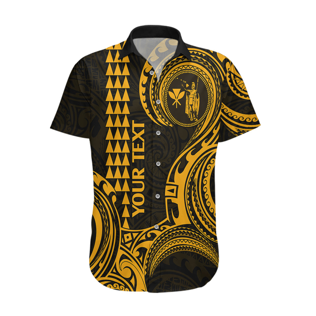 Custom Hawaii Hawaiian Shirt Paradise of the Pacific Tribal Kakau for King Kamehameha Day - Gold - Wonder Print Shop