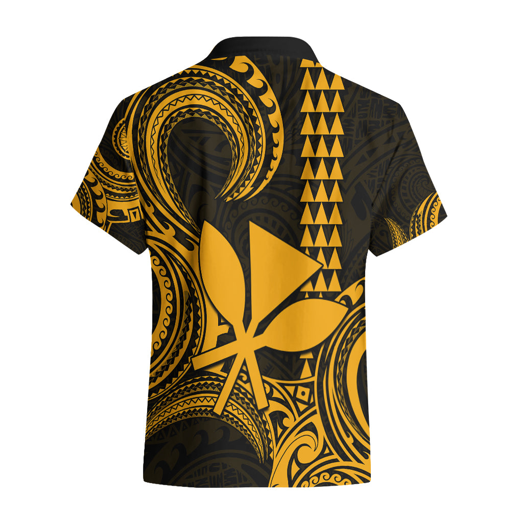 Custom Hawaii Hawaiian Shirt Paradise of the Pacific Tribal Kakau for King Kamehameha Day - Gold - Wonder Print Shop