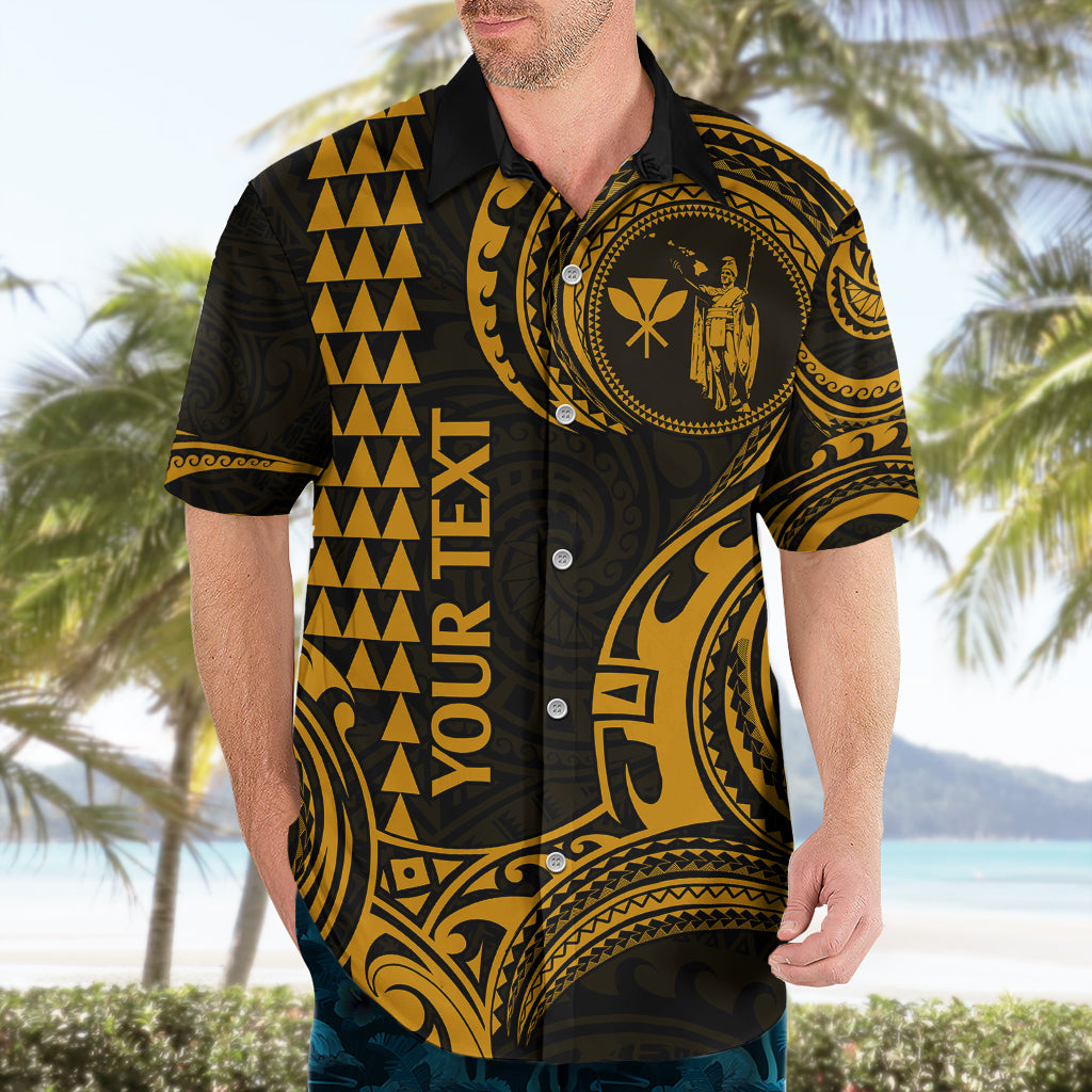 Custom Hawaii Hawaiian Shirt Paradise of the Pacific Tribal Kakau for King Kamehameha Day - Gold - Wonder Print Shop