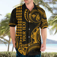 Custom Hawaii Hawaiian Shirt Paradise of the Pacific Tribal Kakau for King Kamehameha Day - Gold - Wonder Print Shop