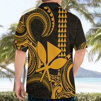 Custom Hawaii Hawaiian Shirt Paradise of the Pacific Tribal Kakau for King Kamehameha Day - Gold - Wonder Print Shop