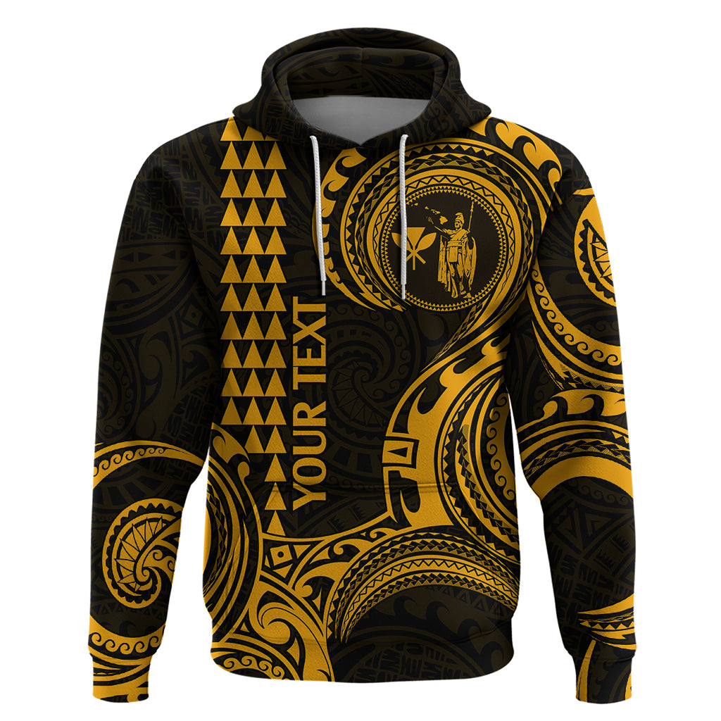 Custom Hawaii Hoodie Paradise of the Pacific Tribal Kakau for King Kamehameha Day - Gold - Wonder Print Shop