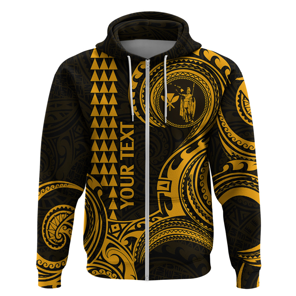 Custom Hawaii Hoodie Paradise of the Pacific Tribal Kakau for King Kamehameha Day - Gold - Wonder Print Shop