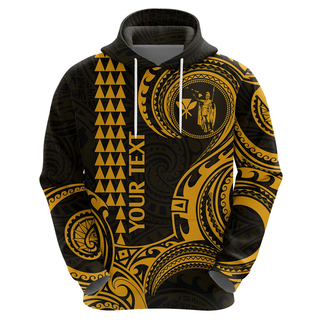 Custom Hawaii Hoodie Paradise of the Pacific Tribal Kakau for King Kamehameha Day - Gold - Wonder Print Shop